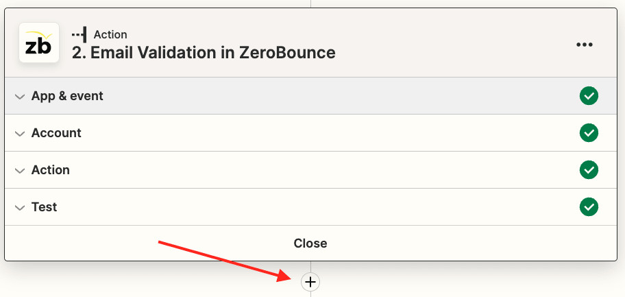 The Zapier new action button