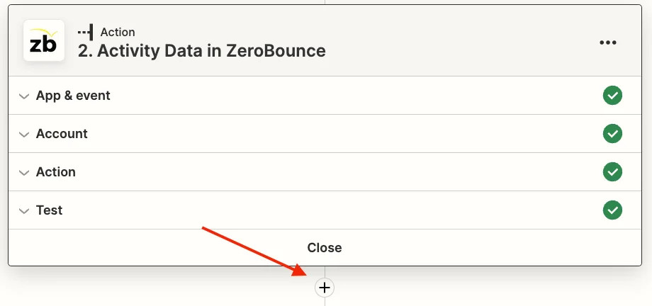 The Zapier new action button