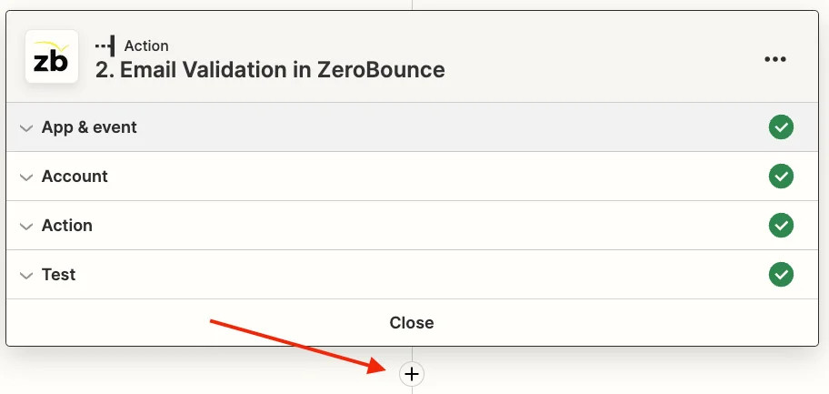 The Zapier new action button