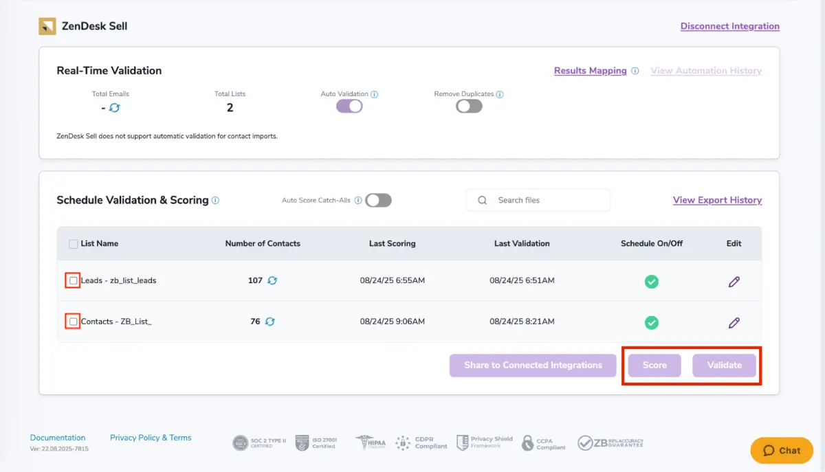 After successful integration, you will be able to view your lists in your ZeroBounce Dashboard.
