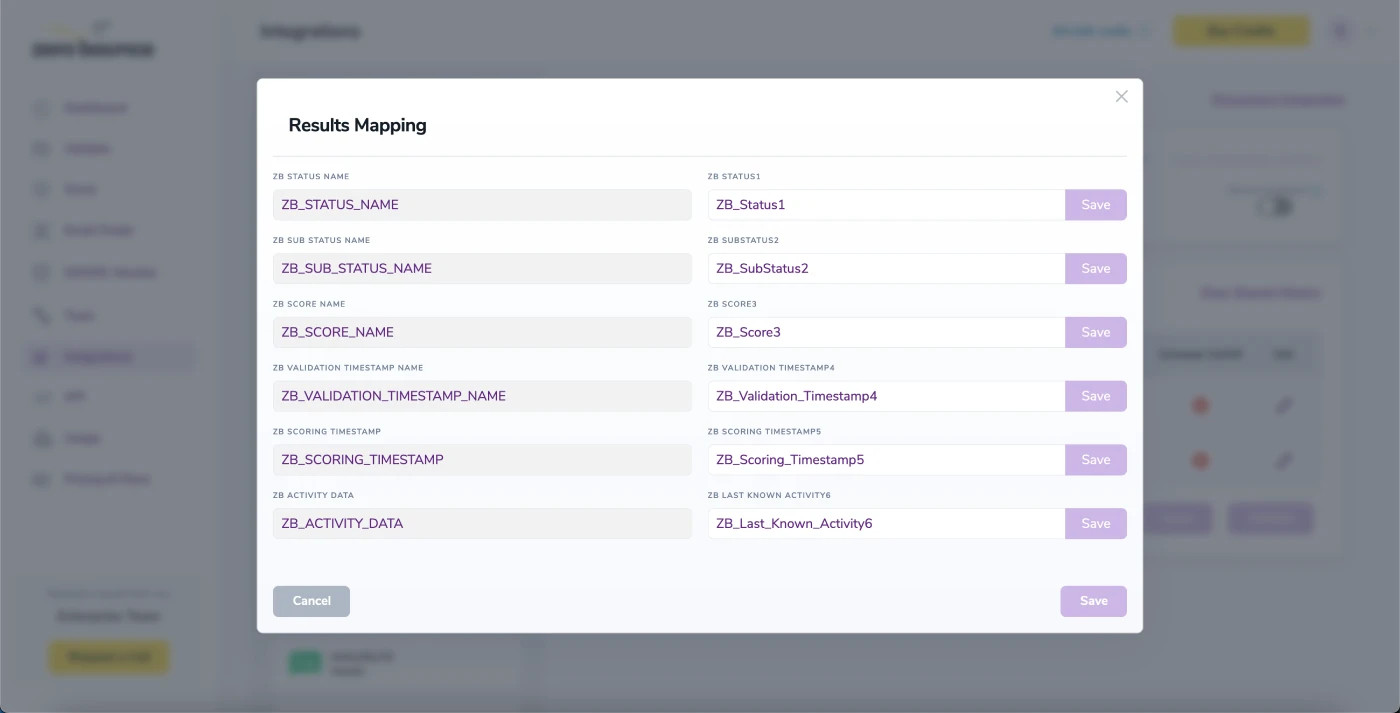 Results Mapping window