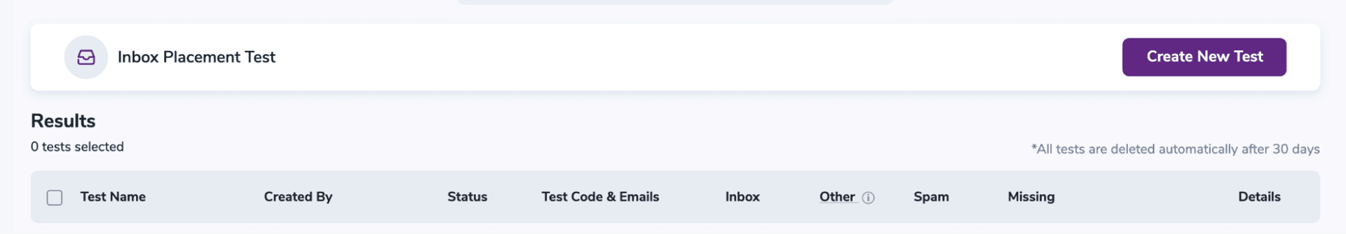 Name your test in the “Test Name” field