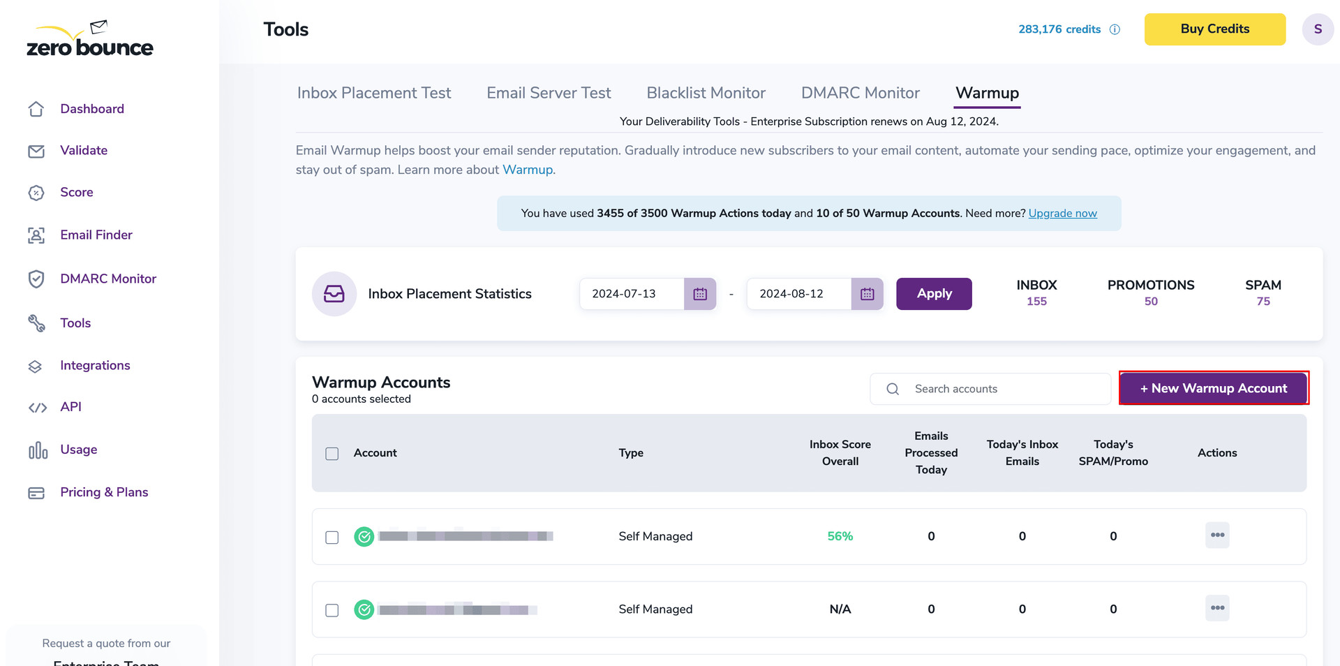 ZeroBounce Dashboard