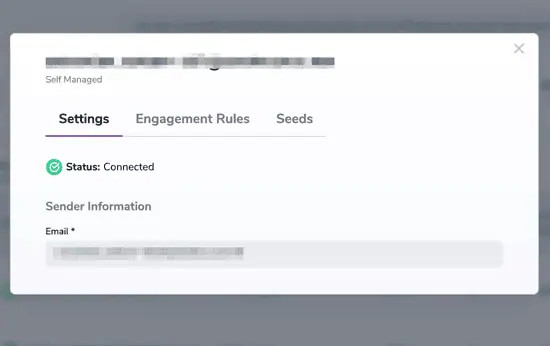 Sender information - You can locate the email address/account being used for this Warmup listing.