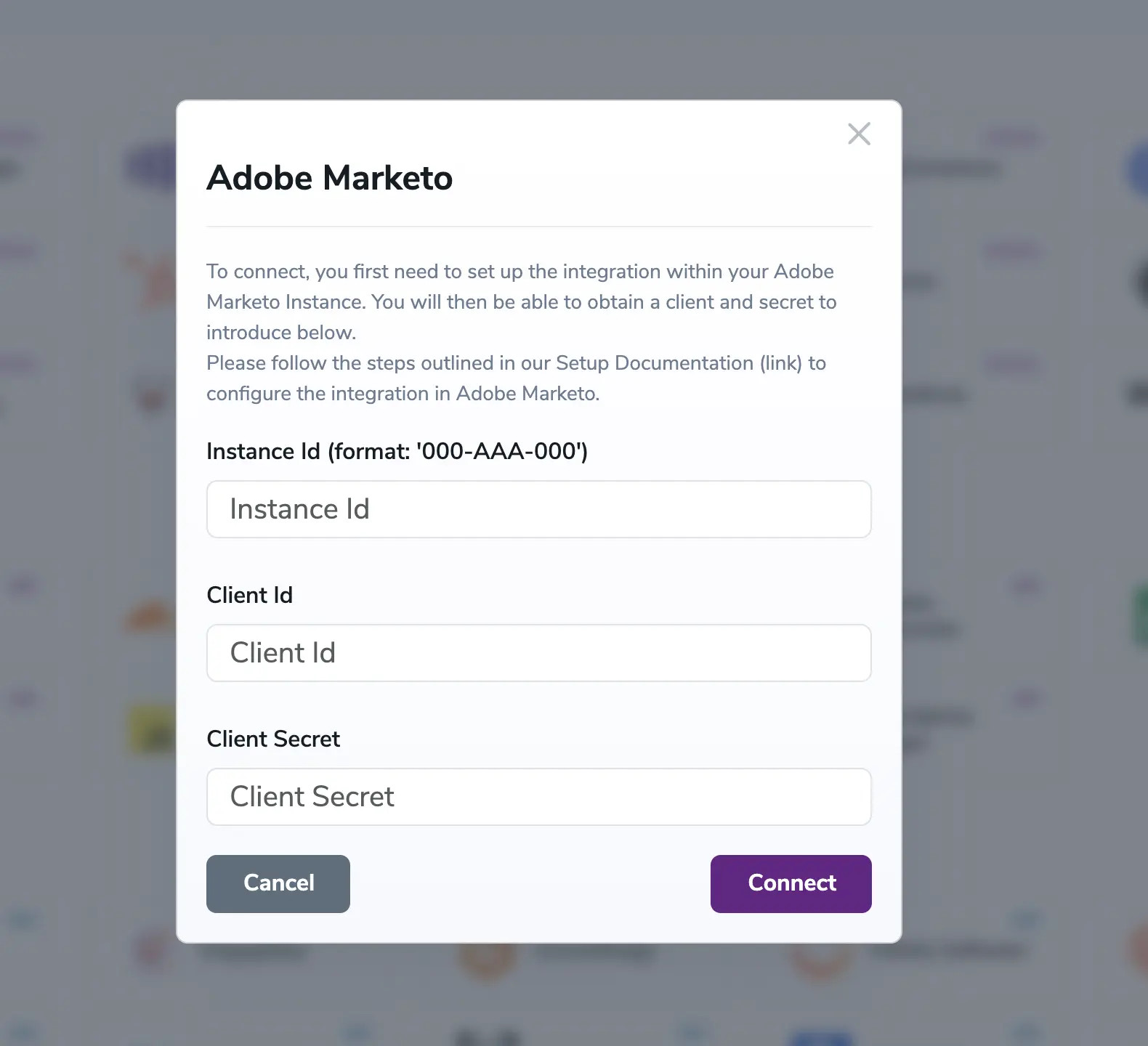 The ZeroBounce Marketo integration connection menu.