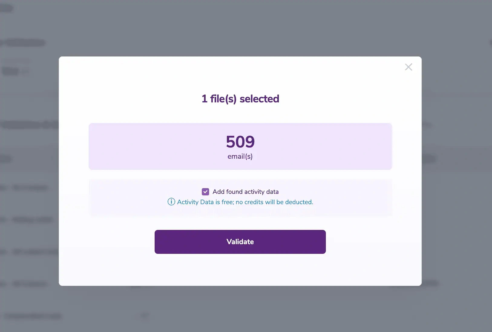 The ZeroBounce dashboard showing imported Zoho CRM email lists ready for validation.