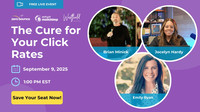 Evento en vivo y gratuito: La cura para tus tasas de clics el 9 de septiembre de 2025 a la 1 PM EST, organizado por Brian Minick (ZeroBounce), Jocelyn Hardy (Mailchimp) y Emily Ryan (Westfield Creative, Mailchimp).
