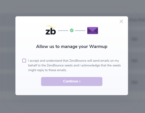 Permite que ZeroBounce gestione la verificación de reconocimiento de Warmup.