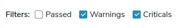 Server Tester filter checkboxes for the results of deliverability tool tests