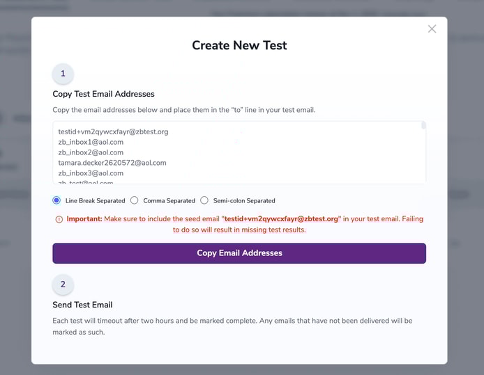 <strong>Copia</strong> las direcciones de correo recién generadas y añádelas a una nueva lista de envío, o crea una nueva campaña con tu proveedor de servicios de email.