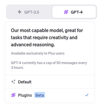 The settings dropdown for a new ChatGPT conversation