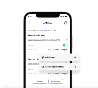 iPhone showing how to manage API keys and integrations within the ZeroBounce app