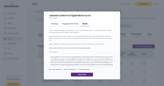 Semillas - Aquí puedes localizar y copiar tus direcciones de correo electrónico de semillas en cualquier momento.