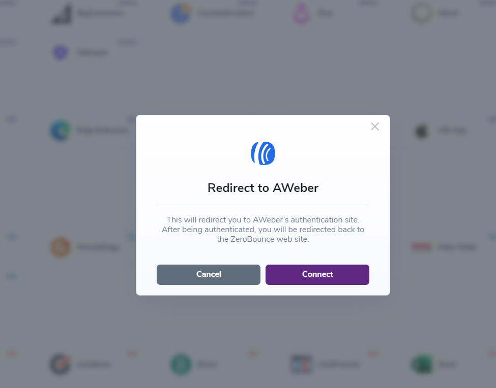 Redirect pop-up modal