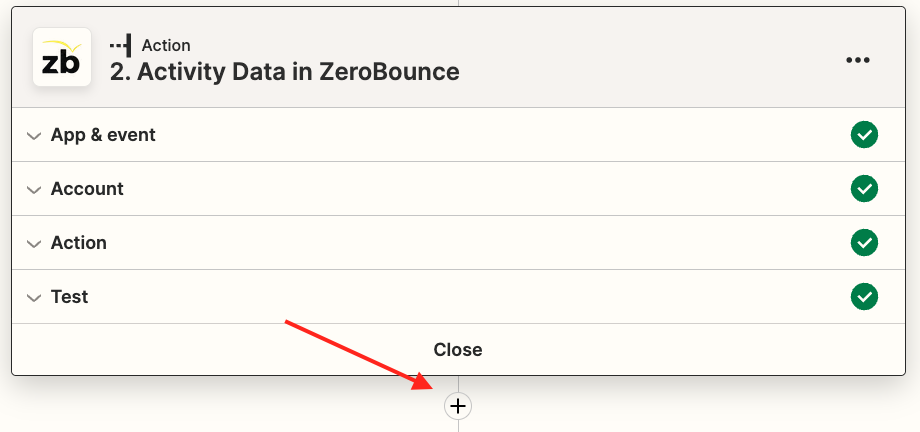 The Zapier new action button