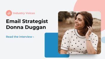 Email marketing expert and Mailchimp Pro partner Donna Duggan sitting in a field smiling and wearing a white blouse with black dots to illustrate ZeroBounce interview