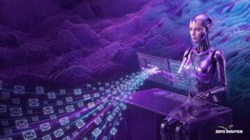 Purple AI illustration suggesting a mailbox managed by an AI agent.