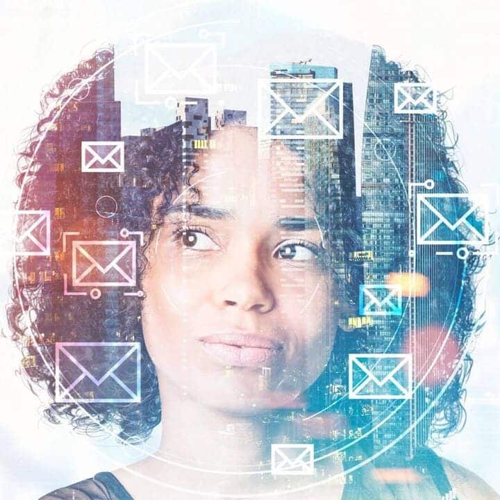 Image of a woman thinking about email hygiene and email verification.