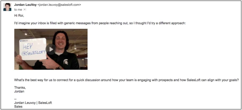 video email marketing example send in an email.