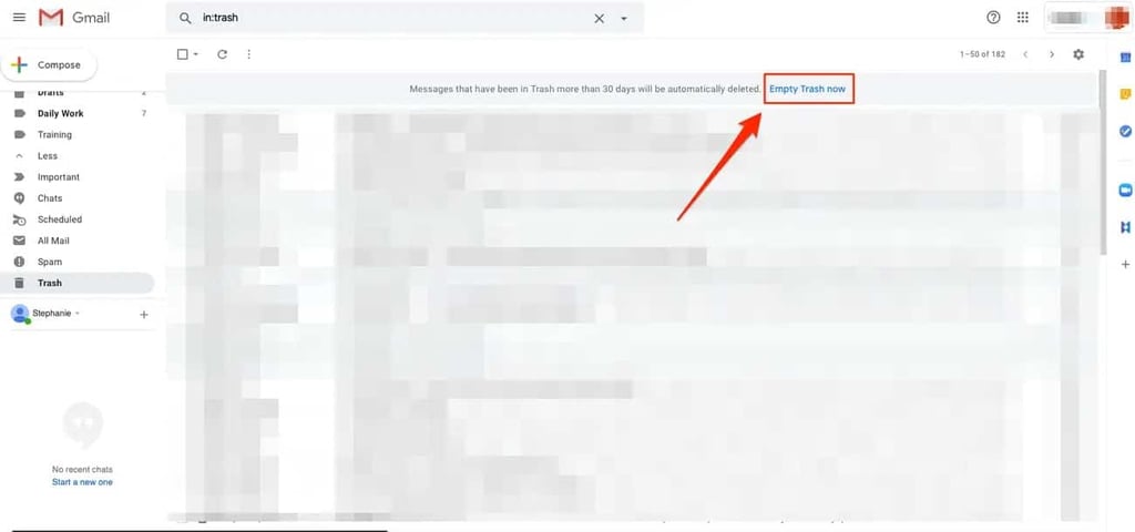 zerobounce exmple to show Empty Trash within the email