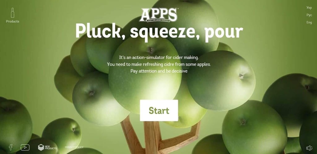 how to write website copy from APPS Pluck, Squeeze and Pour ad. 
