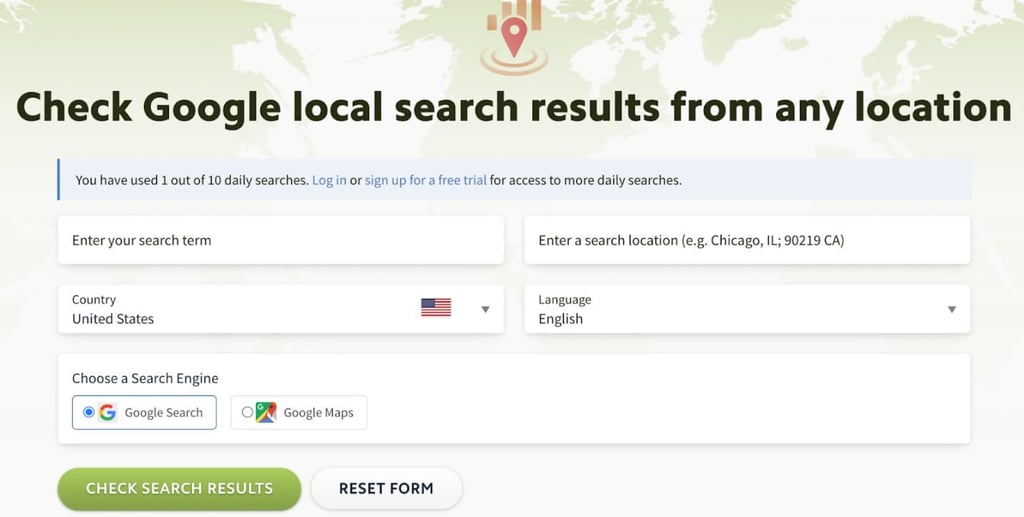 small business seo strategy using google local search results from any location.