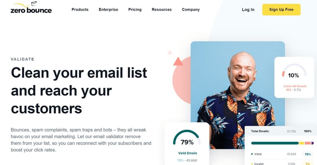 Smiling man with earrings and Hawaiian shirt uses email validation to improve his cold email results.