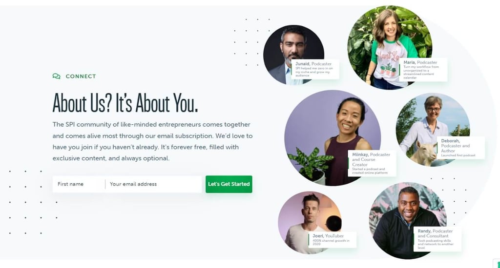 Image of an email marketing ad with 6 people stating who they are in the company. A call to action has been made requesting emails.