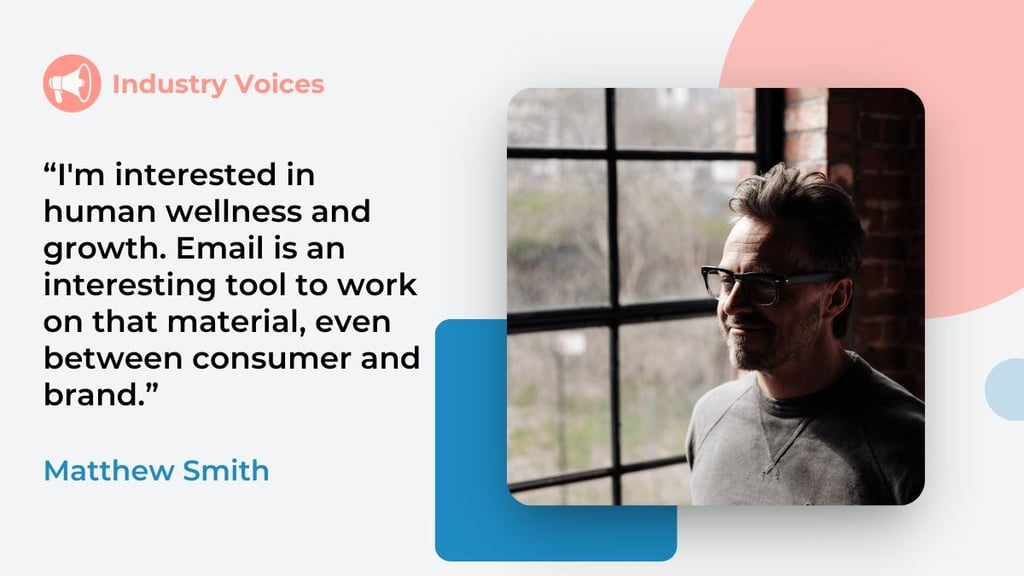 Email expert Matthew Smith of Really Good Emails looks out the window as he thinks about human wellness and growth as it relates to email.