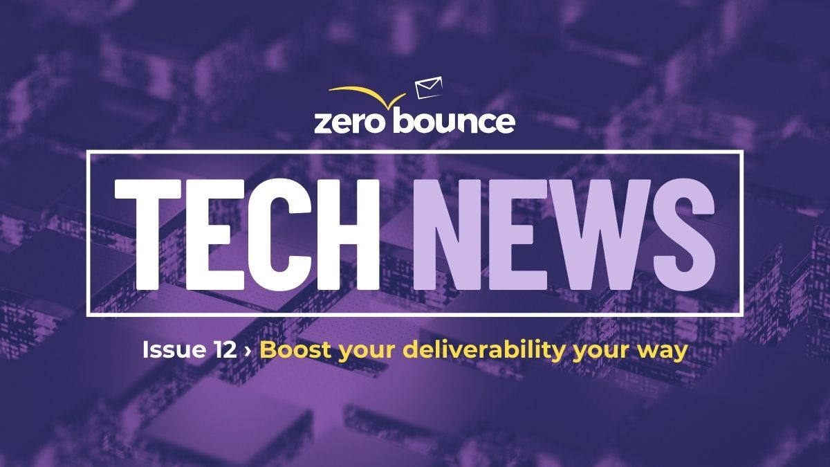 zerobounce tech news text on dark purple background