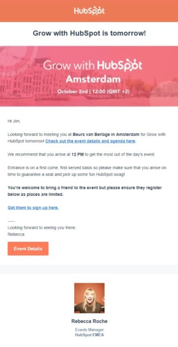 ZeroBounce HubSpot example of an email campaign telling the potential client to grow with them.
