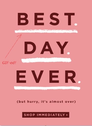 Best day ever marketing example on pink background