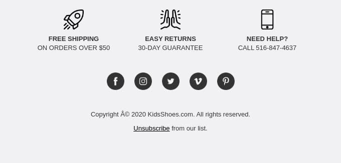 Example of a footer in an email marketing campaign.
