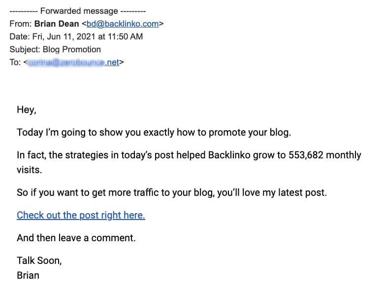 Example of an email, how long should marketing emails be.