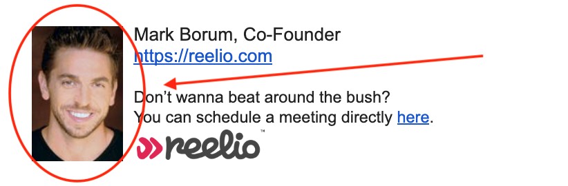 Mark Borum of Reelio illustrates an example of how to create a professional email signature