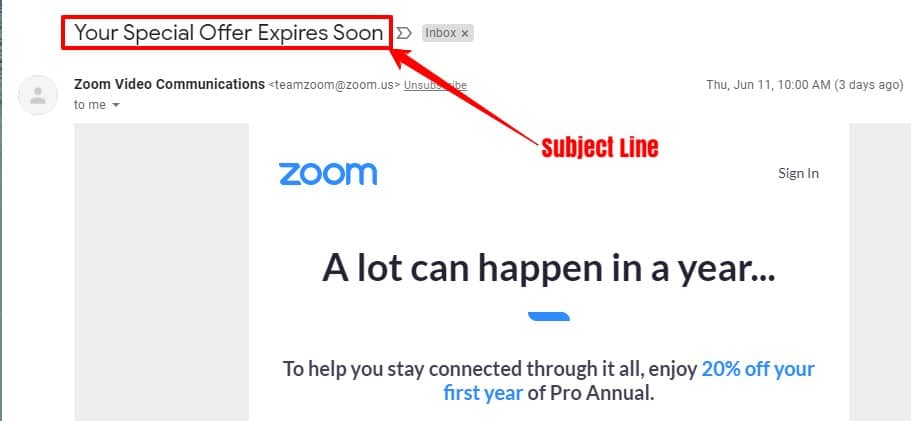 lead marketing email example with headline: Your Special Offer Expires Soon.