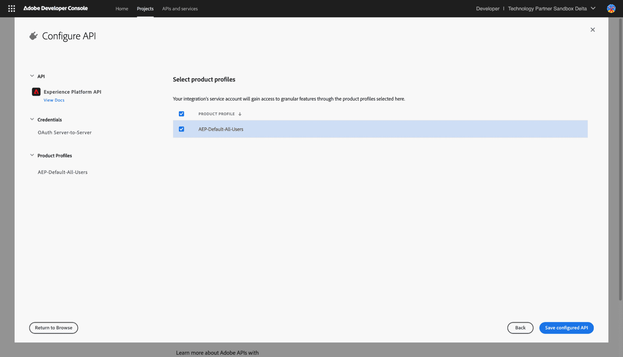 Select the product profile