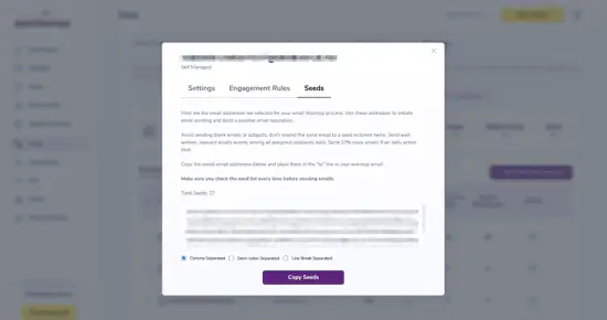 Semillas - Aquí puedes localizar y copiar tus direcciones de correo electrónico de semillas en cualquier momento.