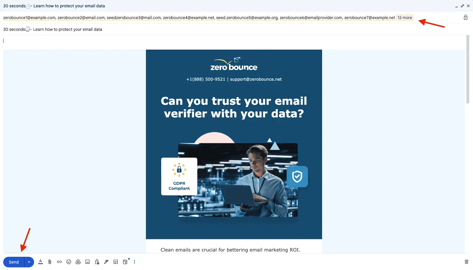 Ventana de correo electrónico del usuario iniciando el proceso de calentamiento