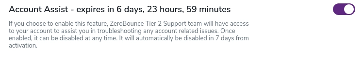 Account Assist toggle switch turned on in your account settings